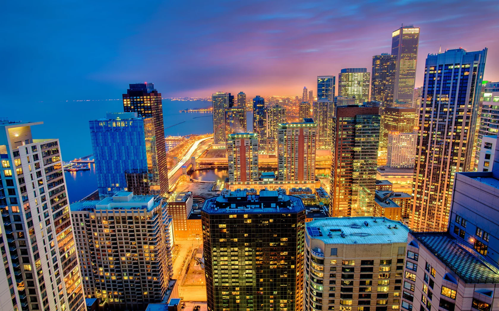 чикаго, город, illinois, usa, иллинойс, ночь, сша, chicago