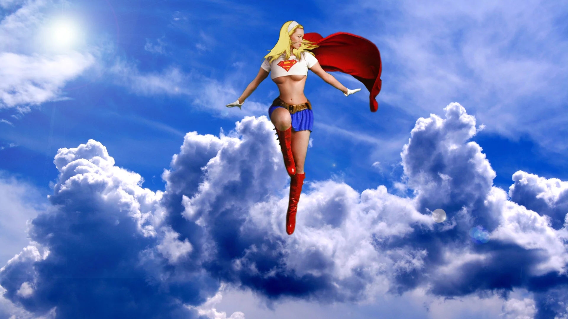 supergirl, dc comics, девушка, полет, фантастика, небо, облака
