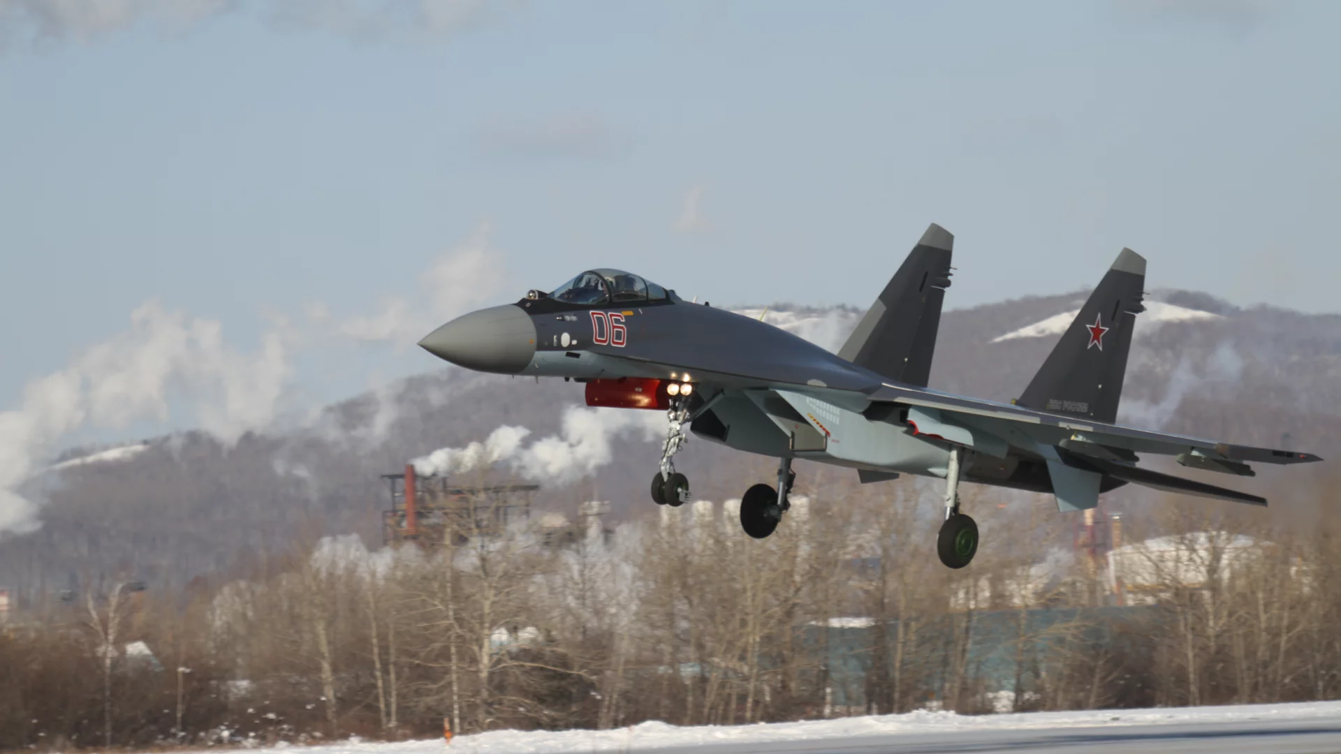 истребитель, ввс, росси, су-35с, посадка, впп