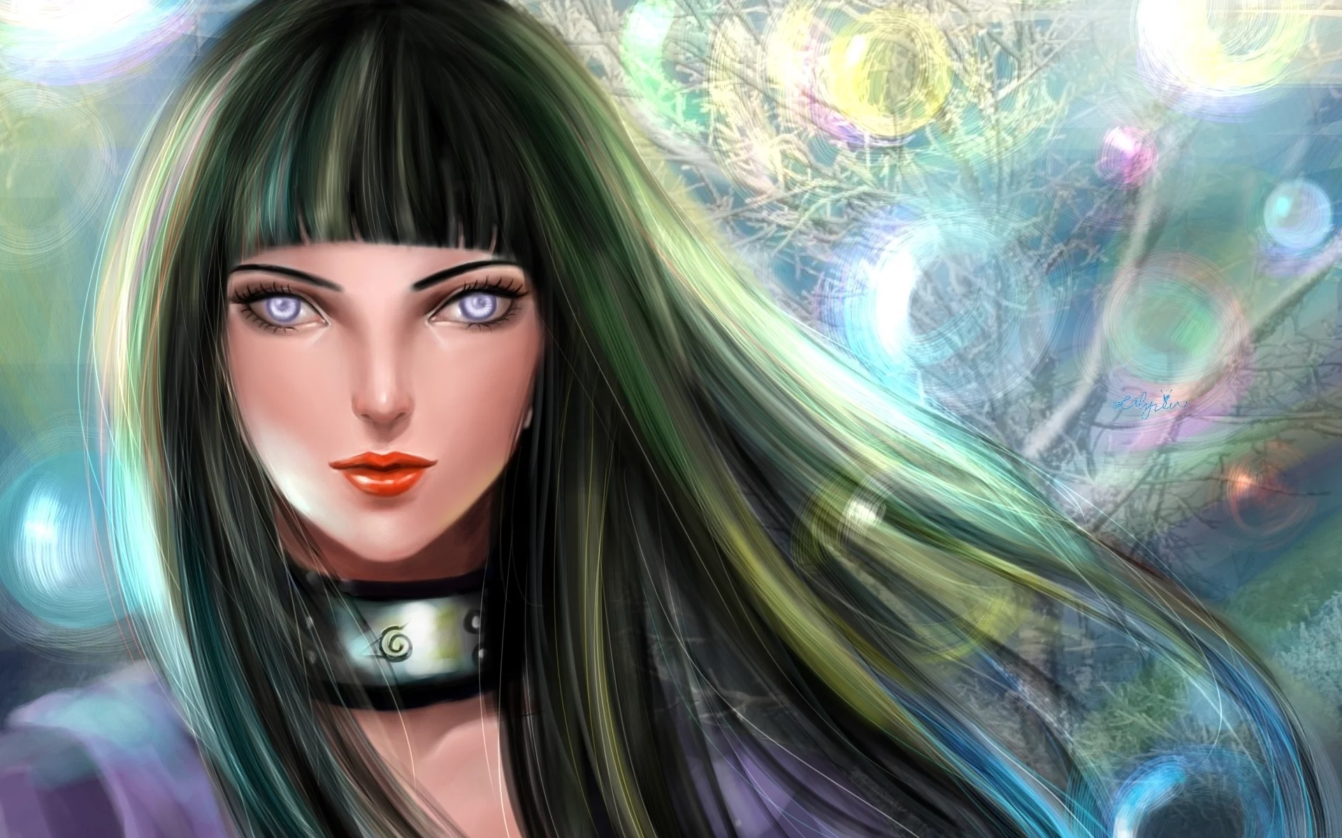арт, naruto, lilyzou , лицо, бандана, hyuuga hinata, девушка