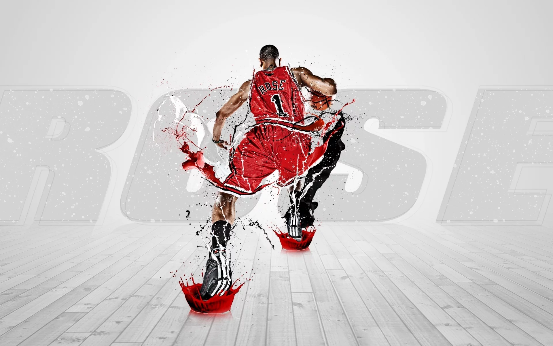 bulls, 1, chicago, краска, брызги, баскетбол, быки, derrick rose, nba