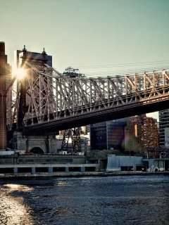 мегаполис, usа, new york, город, мост, queensboro bridge, утро, nyc