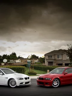 бмв, белый, white, red, e92, диски, красный, bmw, m3, e46, вид сбоку
