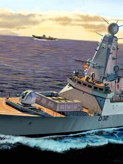 эскадренный, корабль, миноносец, рисунок, боевой