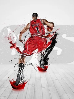 bulls, 1, chicago, краска, брызги, баскетбол, быки, derrick rose, nba