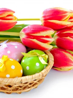 яйца, тюльпаны, easter, весна, пасха
