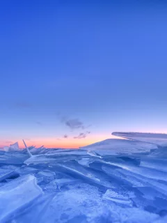 швеция, лед, льдины, утро, озеро, небо, голубое, зима