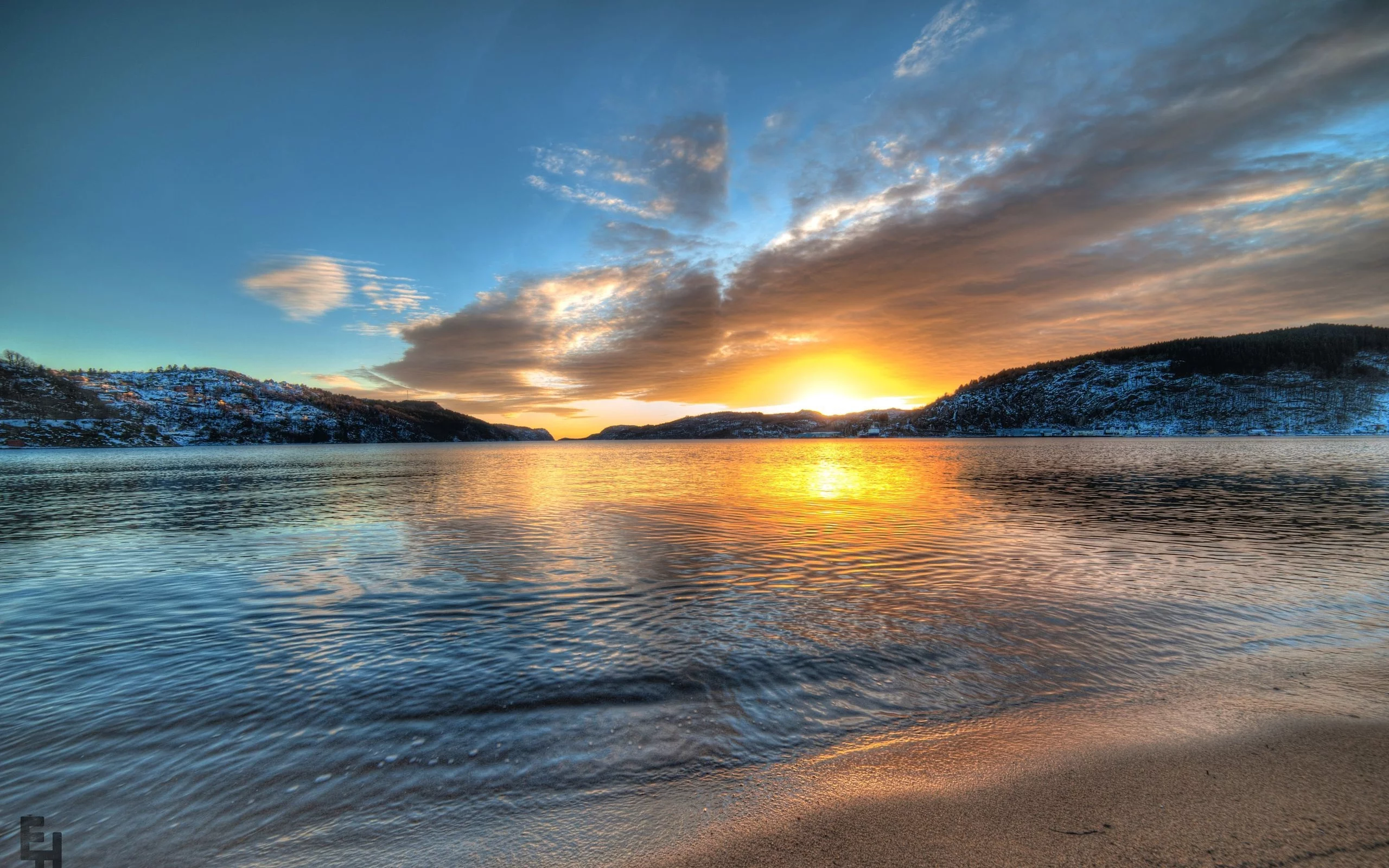 norway, закат, горы, озеро, норвегия
