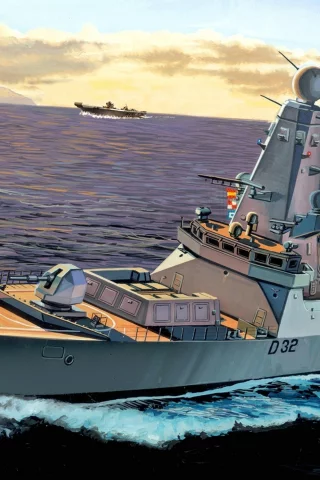 эскадренный, корабль, миноносец, рисунок, боевой