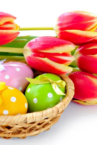 яйца, тюльпаны, easter, весна, пасха