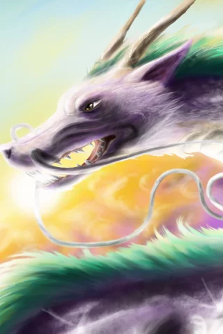 арт, унесенные призраками, дракон, рога, усы, spirited away