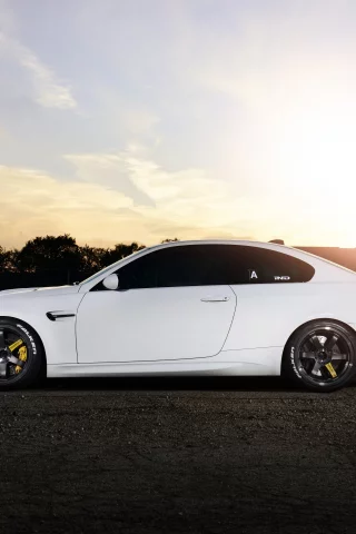 e92, m3, volk, бмв, bmw, white, волк, белый, профиль, wheels, диски