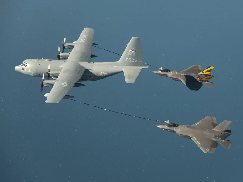 hercules, tanker, kc-130, пара, f-35c, истребители, lockheed
