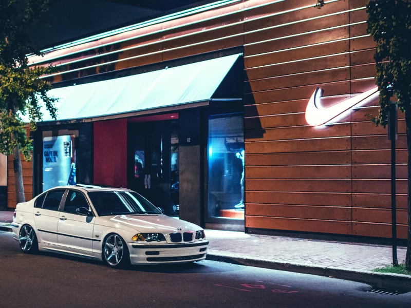 nike, 323, белая, bmw, e46, найк, stance works, бмв