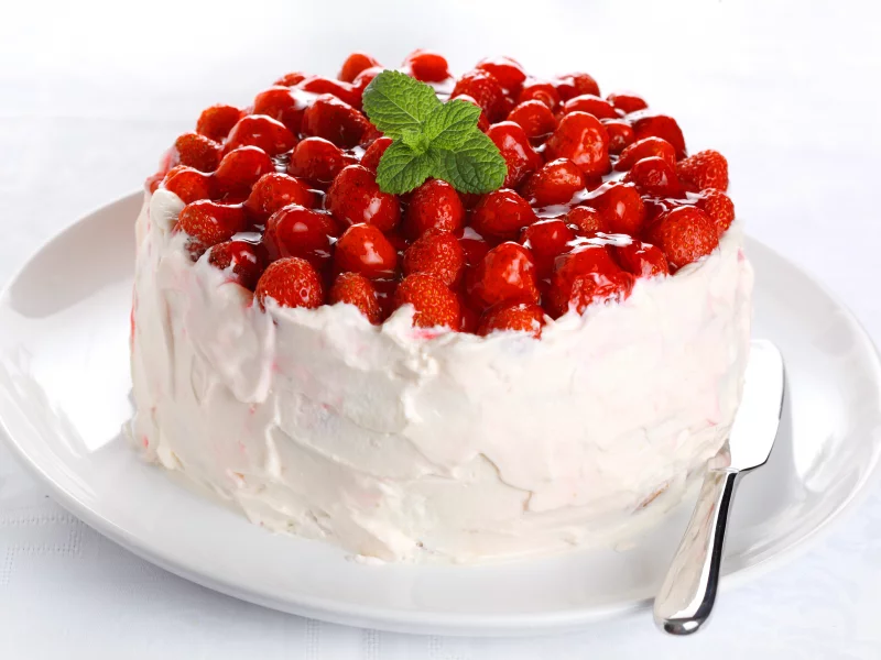 десерт, торт, крем, сладкое, сливки, выпечка, клубника
