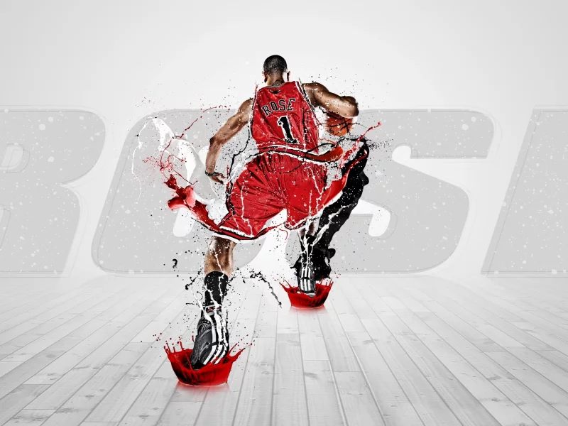 bulls, 1, chicago, краска, брызги, баскетбол, быки, derrick rose, nba