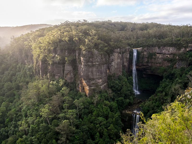 australia, панорама, скалы, водопад, belmore falls, kangaroo valley, лес