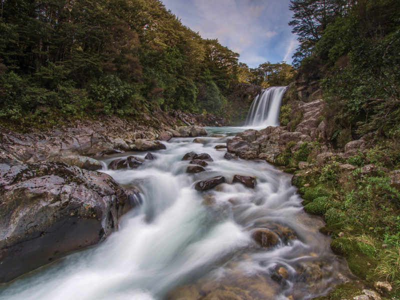 водопад, tawhai falls, new zealand, лес, камни, река, новая зеландия