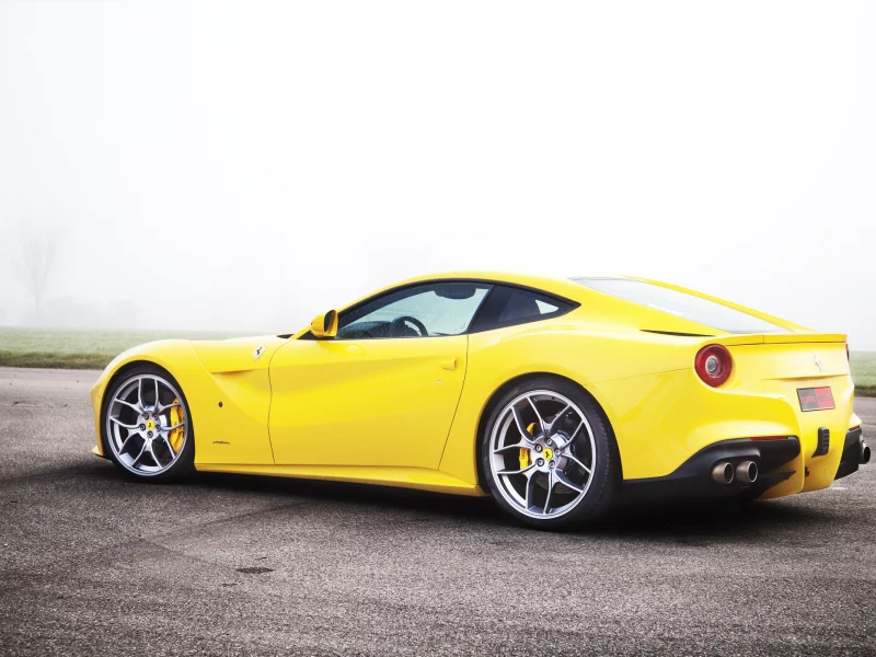спорт, супер кар, ferrari, f12, ядовитый, туман, желтый