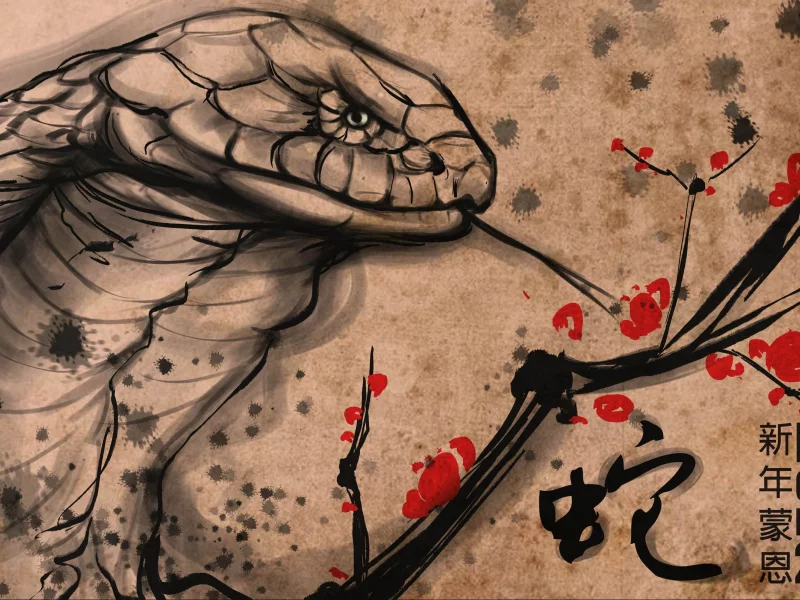 ветвь, змея, art, краски, новый год, chuaenghan, 2013