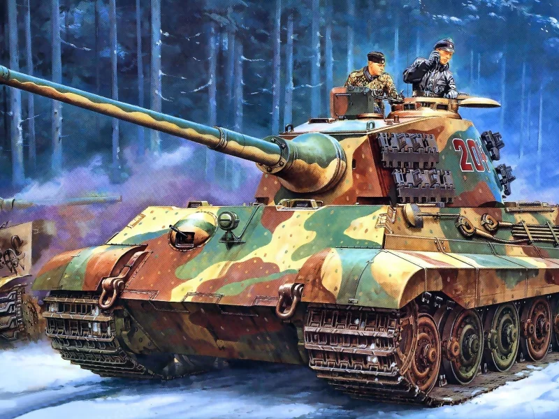 дорога, лес, vi, арт, ausf b, panzerkampfwagen, _tiger ii_, земля