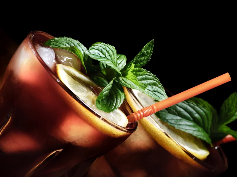 лайм, мята, лед, трубочки, cuba libre, коктейль, стаканы