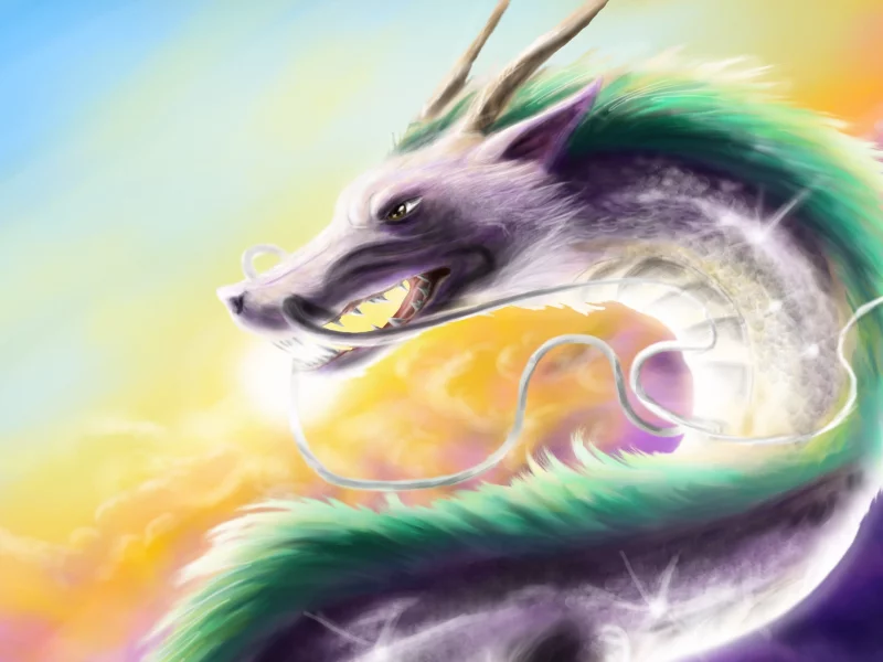 арт, унесенные призраками, дракон, рога, усы, spirited away