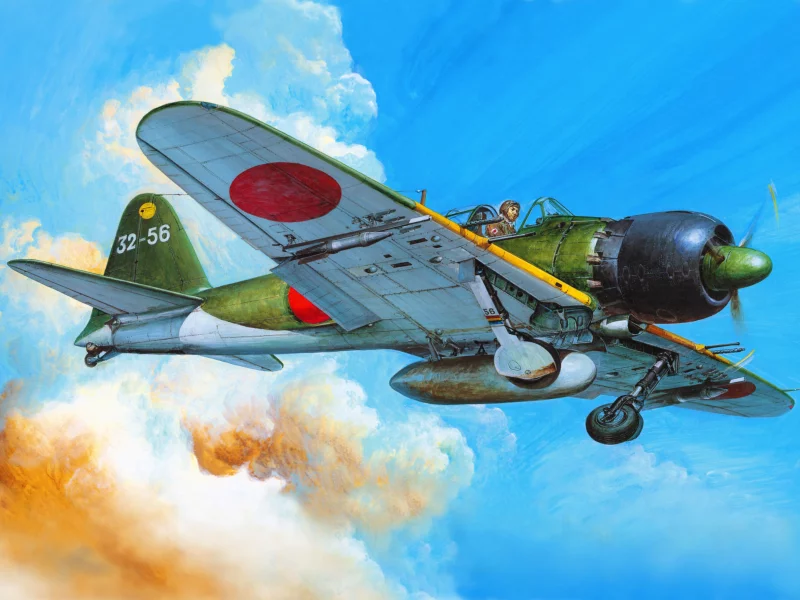 zerosen, японский, арт, a6m5c, самолёт, палубный, mitsubishi