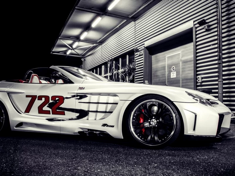 суперкар, мерседес, тюнинг, mercedes benz slr mclaren, ночь