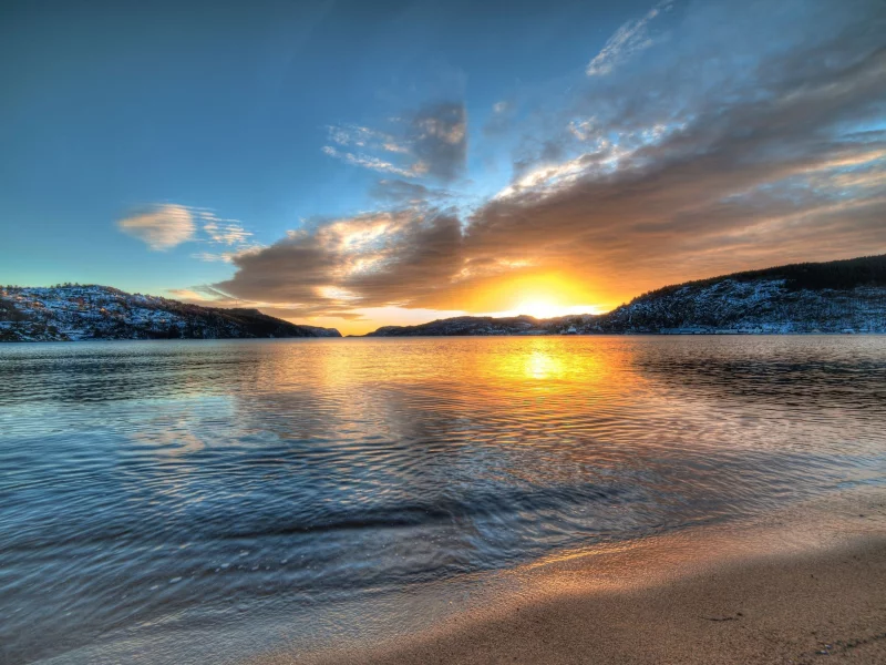 norway, закат, горы, озеро, норвегия