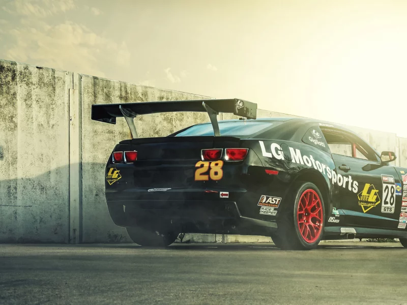 race car, lg motorsports, камаро, camaro, шевроле, chevrolet, rear, black