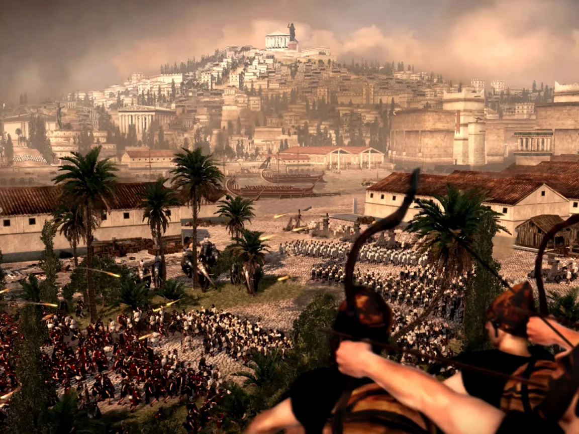 Rome II Total War, римляне, афиняне, армия, бой, пейзаж, город