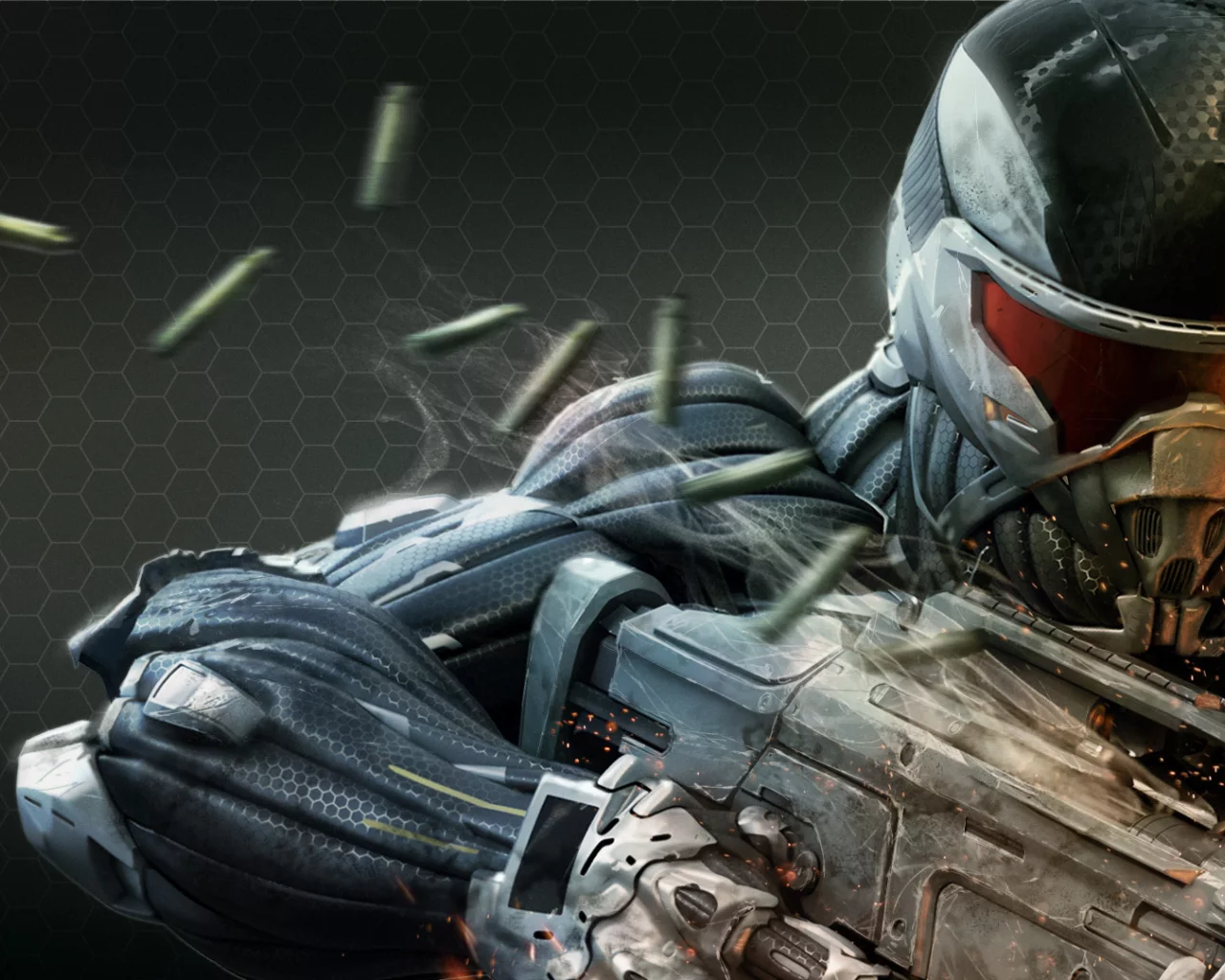 кризис 2, солдат, оружие, crysis 2, нанокостюм, гильзы