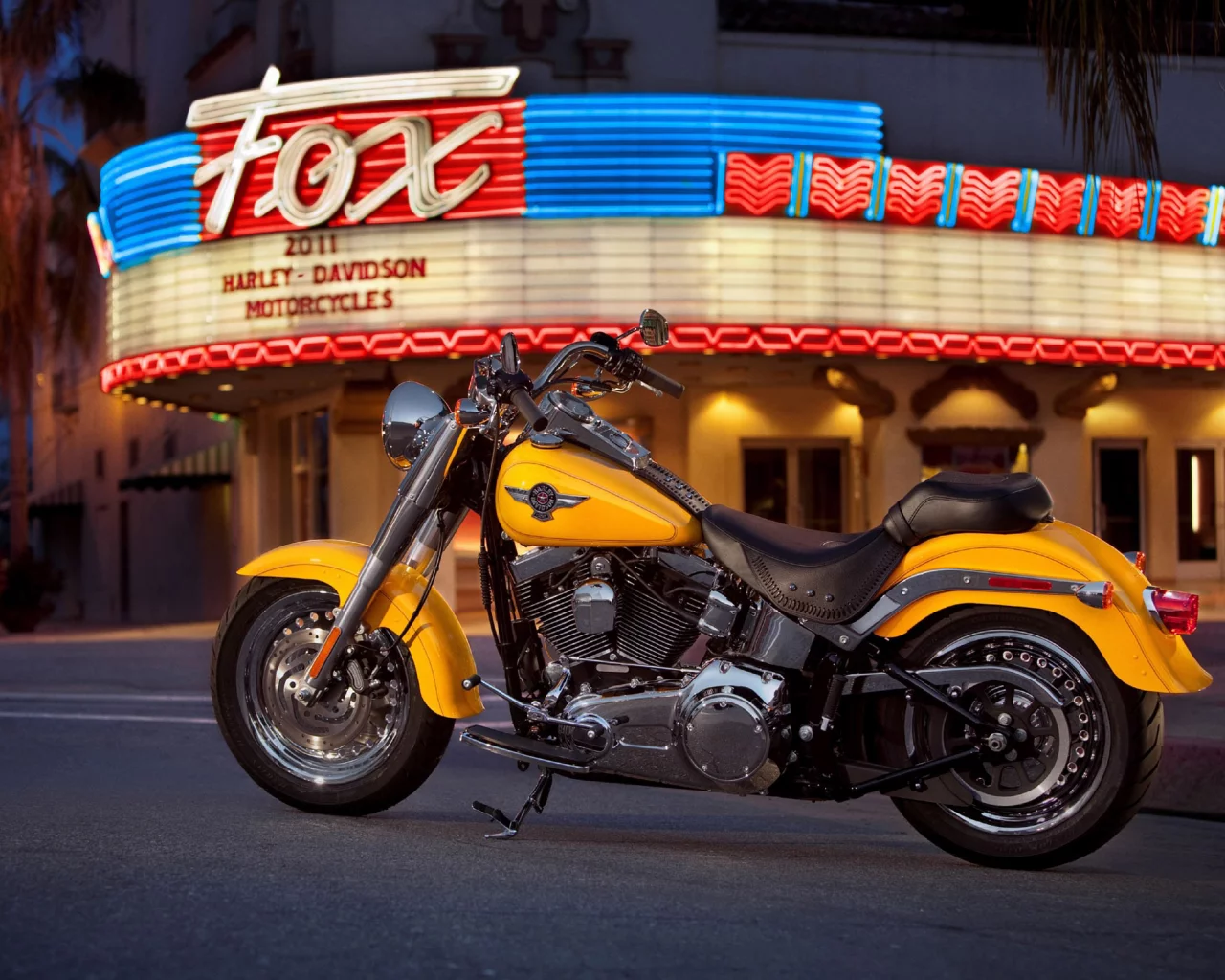 цвета, американский, мотоцикл, ярко, желтого, harley-davidson