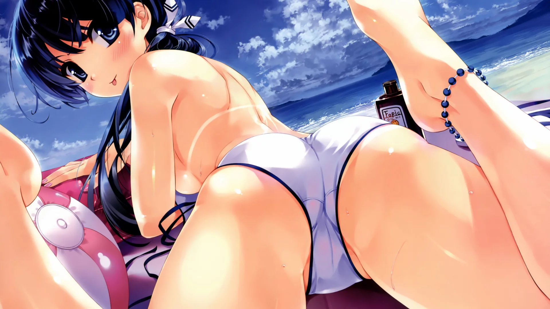 взгляд, hasekura airi, misaki kurehito, девушка, трусики, art, попка