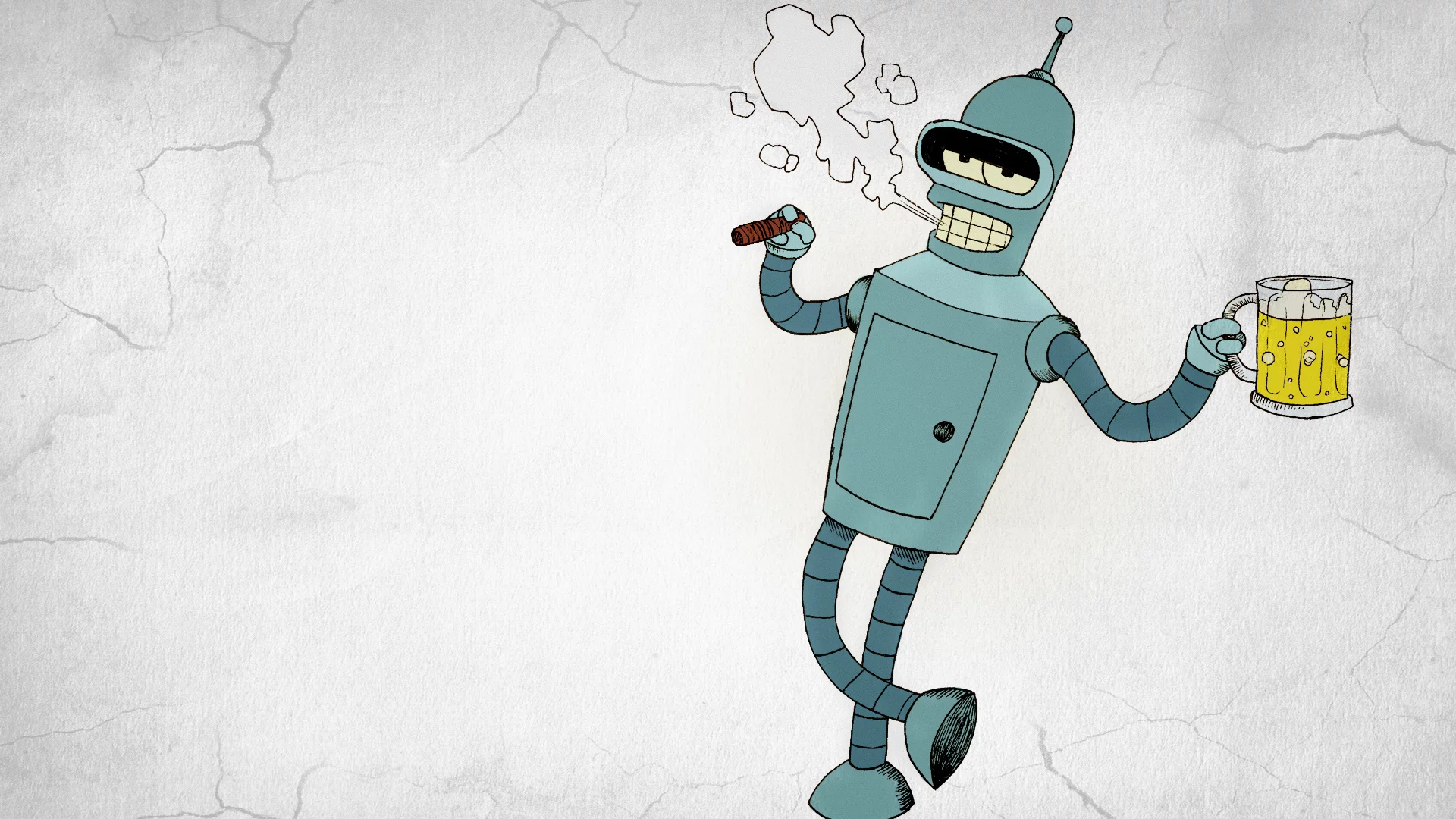 bender bending rodriguez, футурама, дым, futurama, бендер, робот, сигара