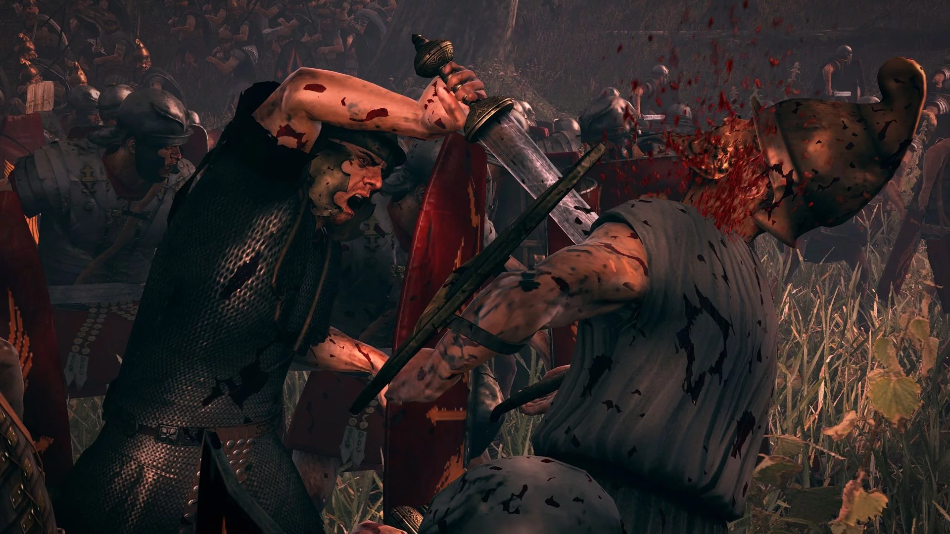 Rome II Total War, римляне, греки, бой, доспехи, кровь