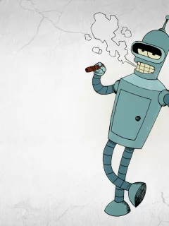 bender bending rodriguez, футурама, дым, futurama, бендер, робот, сигара
