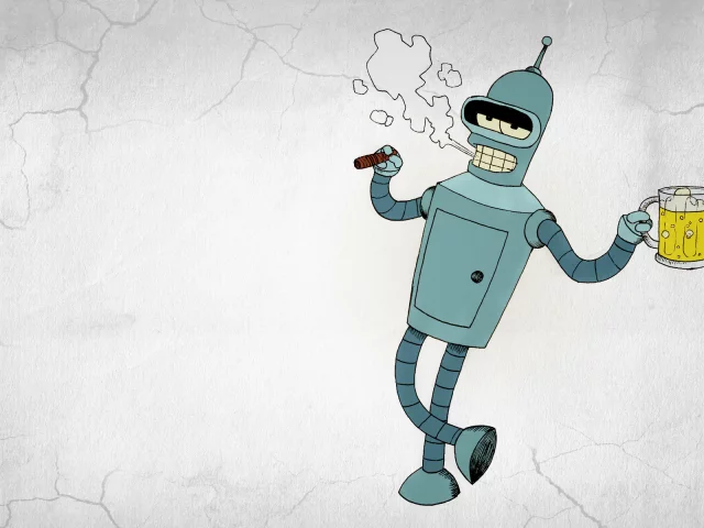 bender bending rodriguez, футурама, дым, futurama, бендер, робот, сигара