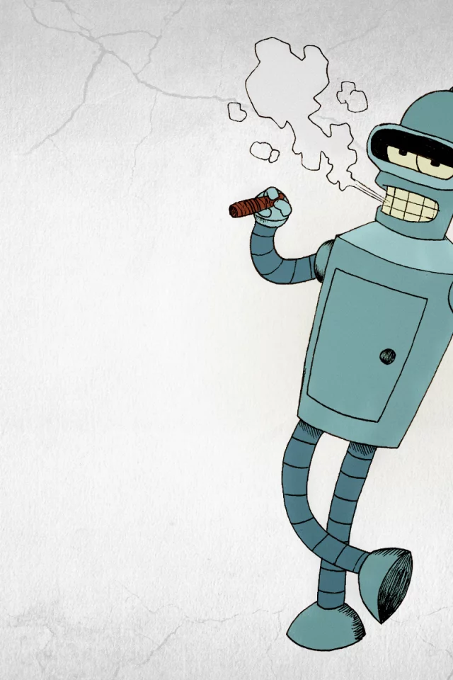 bender bending rodriguez, футурама, дым, futurama, бендер, робот, сигара