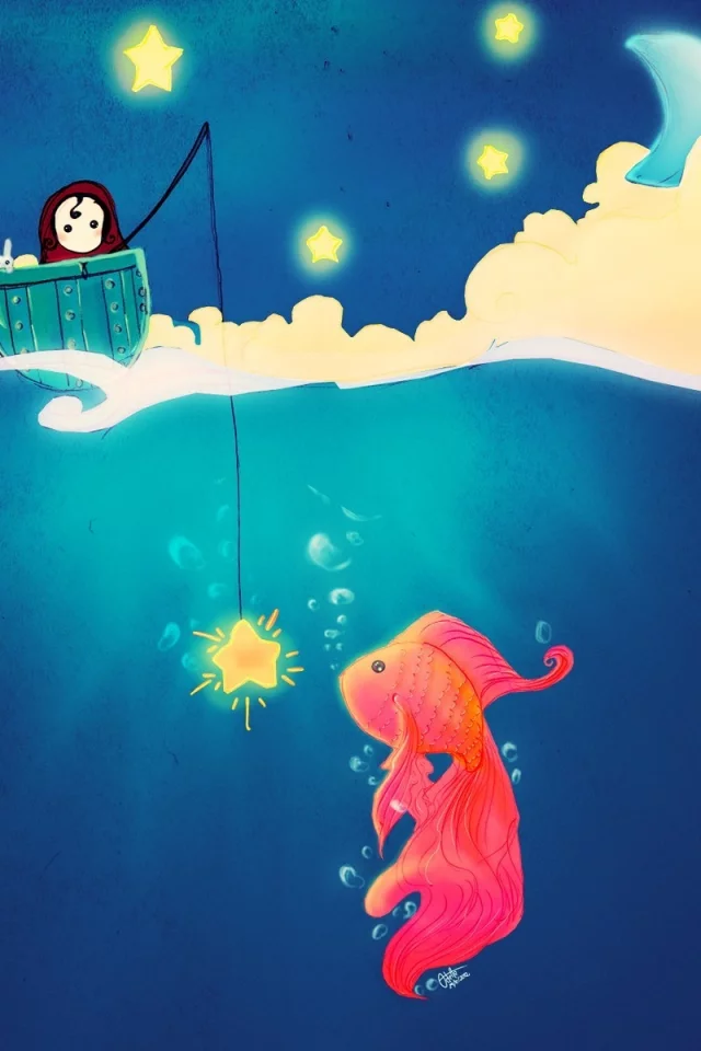 рыбка, рыбалка, чашка, рисунок, art, star, fish