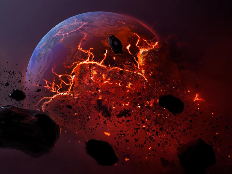 мертвая планета, planet, , метеорит, горящая земля