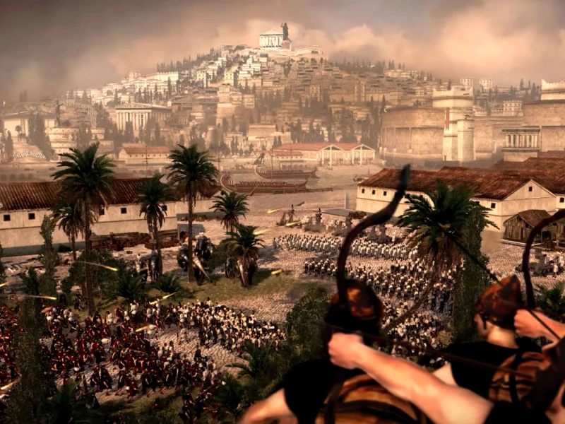 Rome II Total War, римляне, афиняне, армия, бой, пейзаж, город