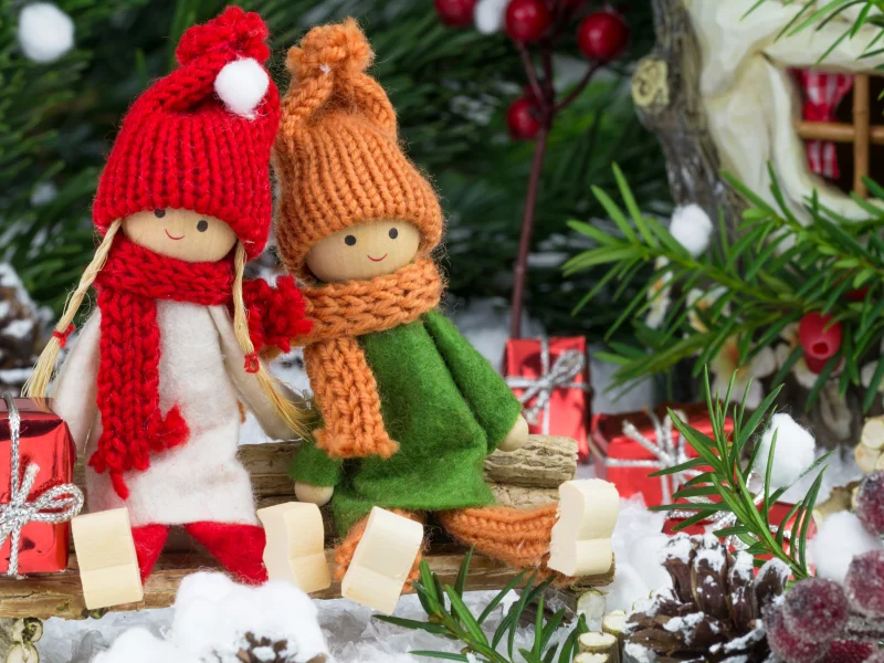 gifts, dolls, merry christmas, ornaments, toys, new year, cherry, christmas tree, decoration