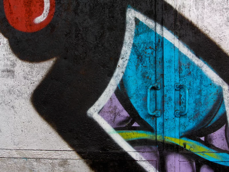colorful, painted, metal door, graffiti, handle