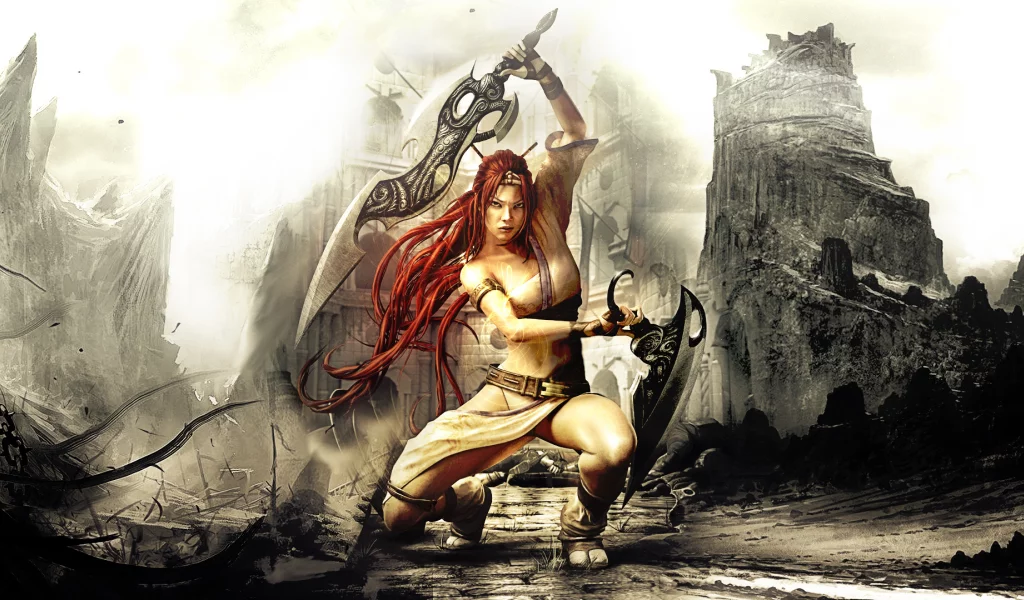 heavenly sword, девушка, nariko, мечи, воин, город, оружие, руины