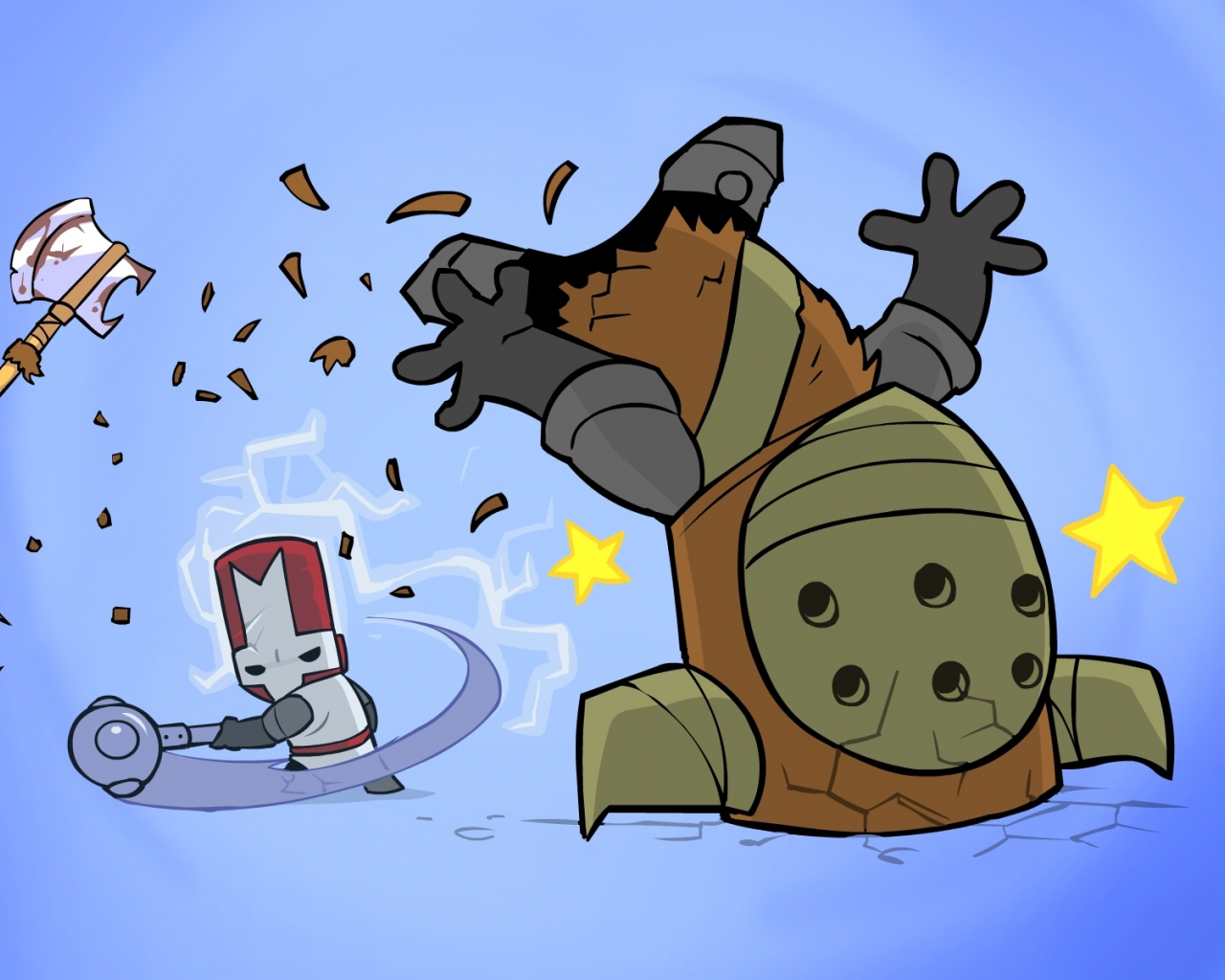 castle crashers, рыцарь, варвар, удар