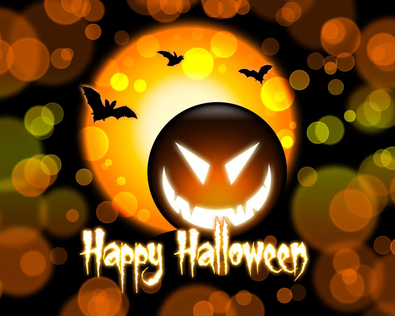halloween, летучие мыши, надпись, круги, тыква, хэллоуин