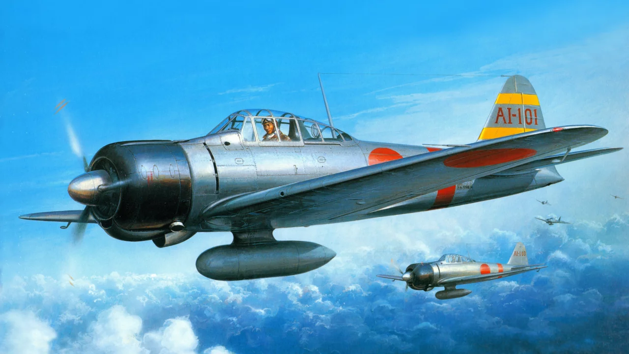 палубные, a6m2, японские, война, арт, zero-sen, mitsubishi