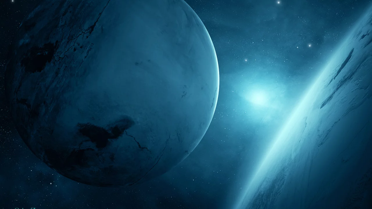 two, planet blue, light, sci fi, 2